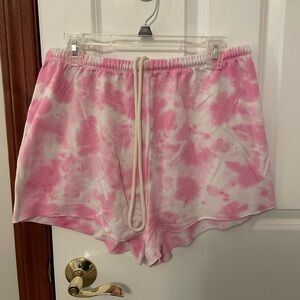 Offline pink and white tie dye cotton blend shorts